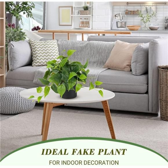 Faux Plants Indoor, Artificial Plants for Home Decor Indoor, Pothos Small Plants - Picture 6 of 7